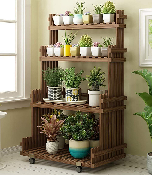 Підставка для квітів "Албуфейра 80" на коліщатках капучино Миколаїв - фото 1