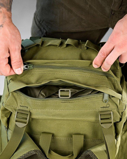 Тактичний рюкзак із металевим каркасом на 100 літрів. Каркасний рюкзак олива РП7468 Одеса - фото 5