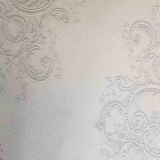 Шпалери метрові вінілові на флізелін дизайнерські Erismann Elle вензелі сріблясті структурних на білому Київ