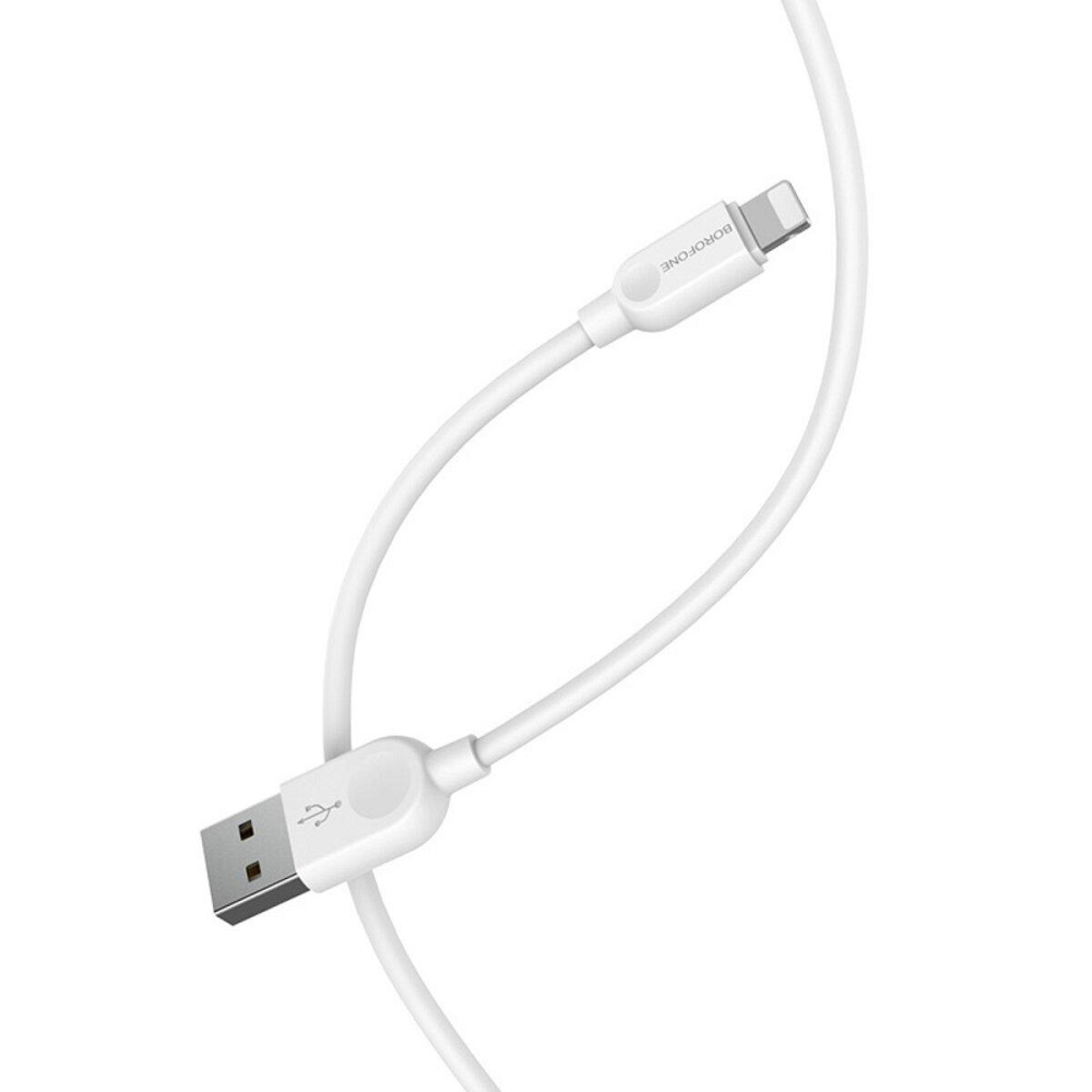 Кабель BOROFONE BX14 USB - iPhone 2.4A, 1m, PVC, TPE разъемы, цвет белый BX14L1W Одесса - изображение 2
