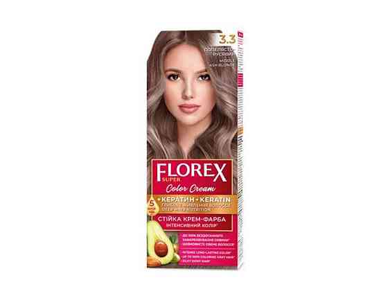 Крем-краска Пепельно-русый д/волос КЕРАТИН 3.3 ТМ Florex Solmir Киев