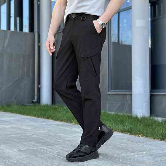 Штани карго чоловічі весняні з кишенями чорні Pobedov Tactical Soft Київ