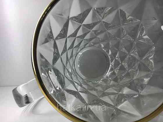 Глечик "Золотий смарагд" 1000 мл товсте скло для напоїв прозорий із золотим обідком Київ