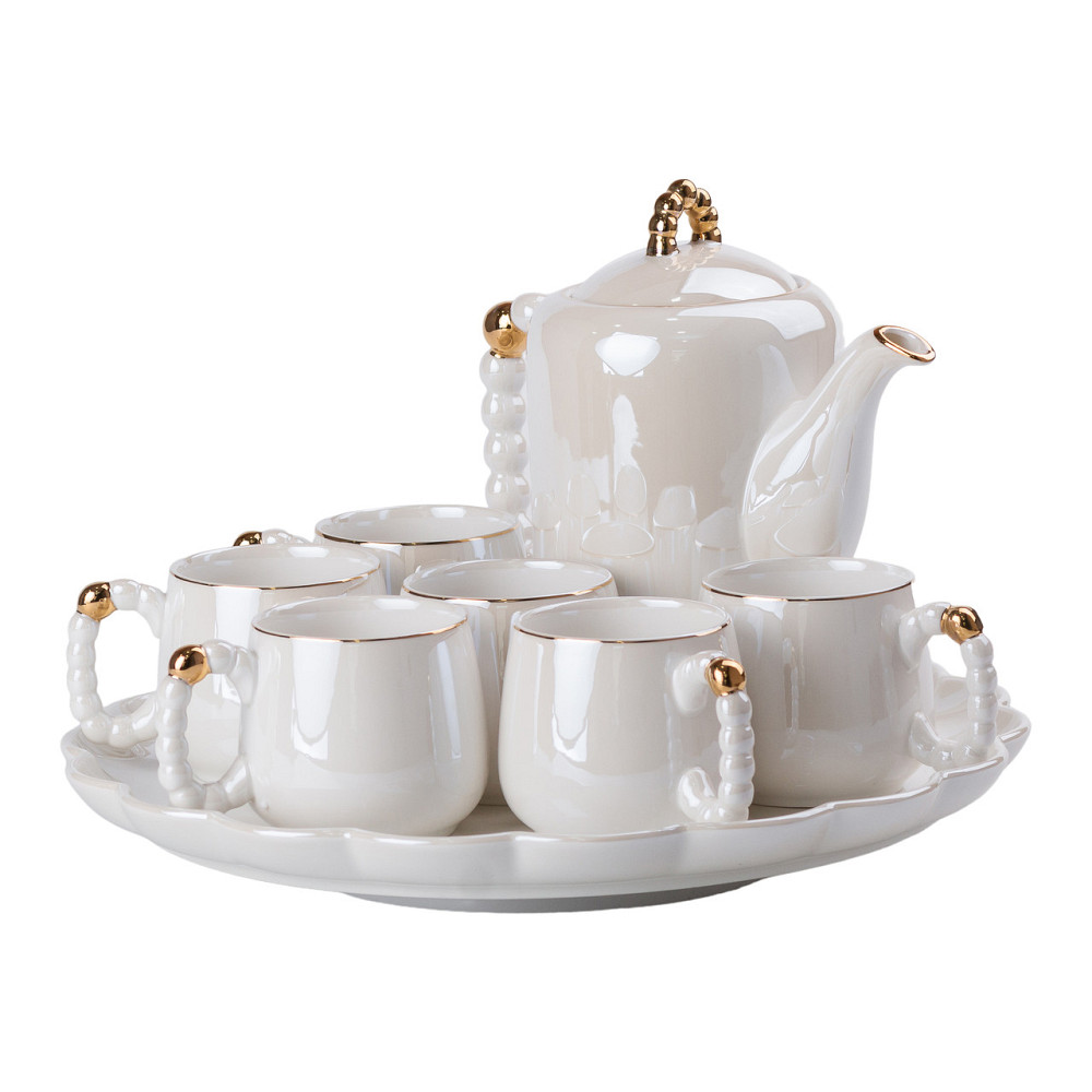 Yiwu Чайний набір на 6 персон із заварювальним чайником та порцелянаовою підставкою Білий HP-15 Коломия - фото 7