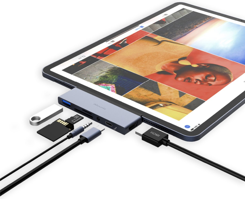 Концентратор USB-C Hub 6-в-1 для iPad Pro / Air: 4K HDMI, USB 3.0, PD 100Вт, SD, 3.5мм Aux — Магнітна док-станція Київ - фото 19
