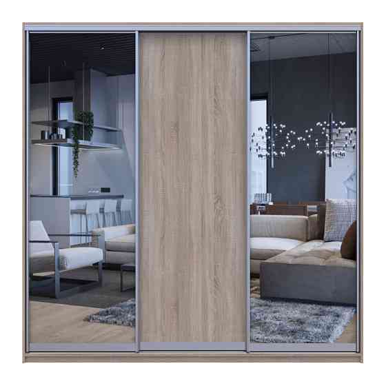 Шкаф-купе трехдверный Doros Сити Лайт 225х60х225 см Дуб сонома/2 Зеркала (DRS-011097) Львов