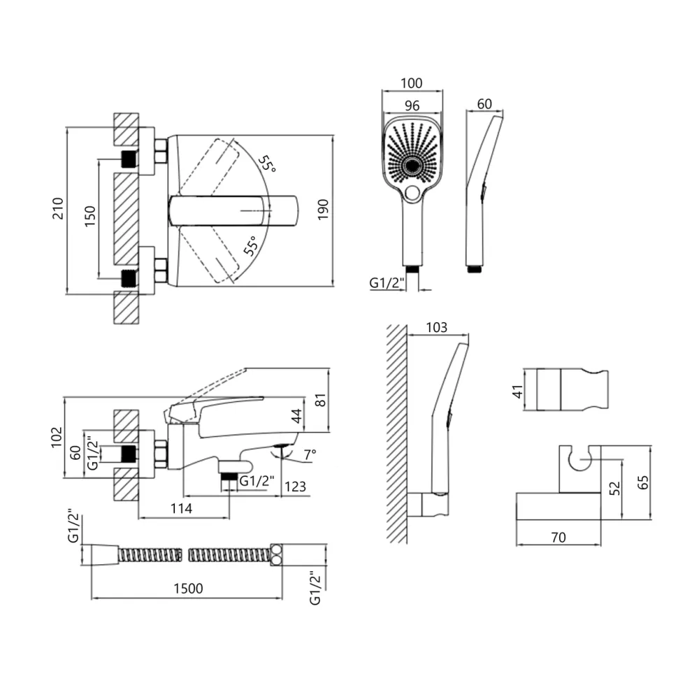 Змішувач для ванни Qtap Tern (з душовим гарнітуром) QTTER259CRM47586 Chrome Київ - фото 9