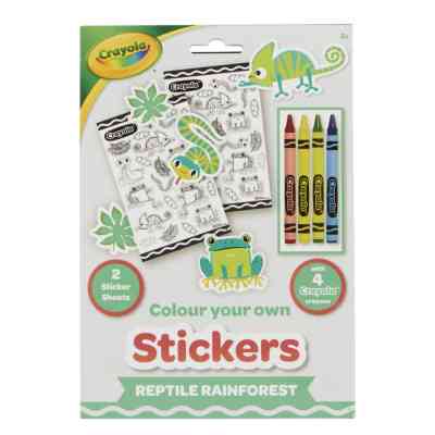 Набор для творчества Crayola Раскраски-наклейки Рептилии в тропическом лесу С карандашами (15754-A) Винница