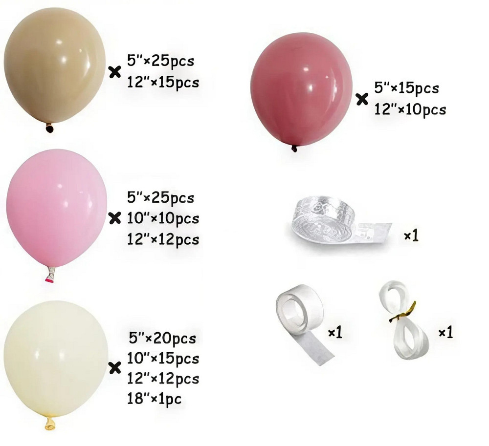 Набір повітряних куль в рожевих тонах прикраса для урочистих подій: весілля, вечірки, дня народження Кам'янець-Подільський - фото 4