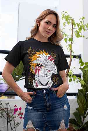 Футболка для хлопчика з аніме принтом Бліч оверсайз (зріст від 165 до 180) Чорний AnimeJ0529m Дніпро