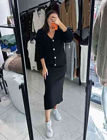 Жіночий теплий базовий в'язаний костюм двійка машинна в'язка з додаванням ангори Одеса