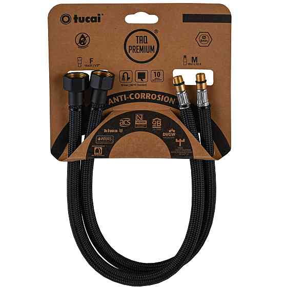 Шланг для змішувача TUCAI TAQ PREMIUM GRIF М10х1/2″ 0,6м. АНТИКОР. AСB ПАРА (Чорний Мат) 210393 (000029283) Киев
