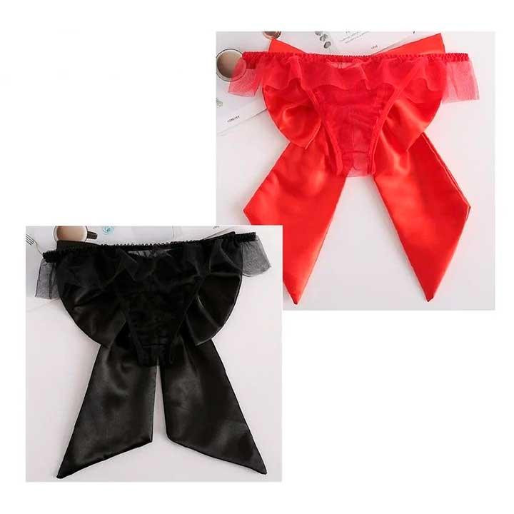 Сексуальні трусики з бантом - Чорний - S/M - Еротична білизна Вінниця - фото 2