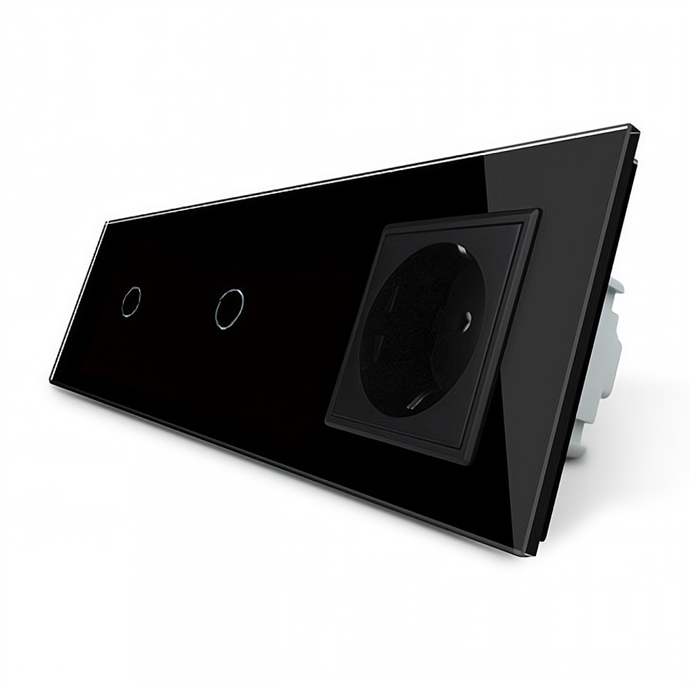 LIVOLO Розумний сенсорний ZigBee вимикач 2 сенсора (1-1) 1 розетка Livolo чорний скло (VL-C701Z Коломия - фото 5