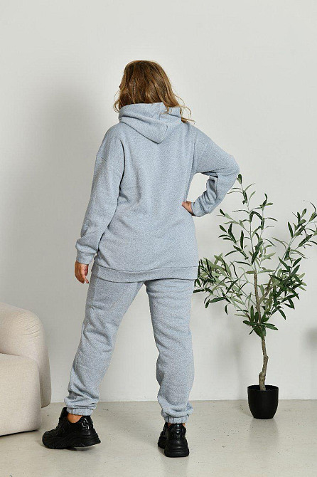 Жіночий прогулянковий костюм: худі і штани батал у спортивному стилі тринитка на флісі Одеса - фото 3