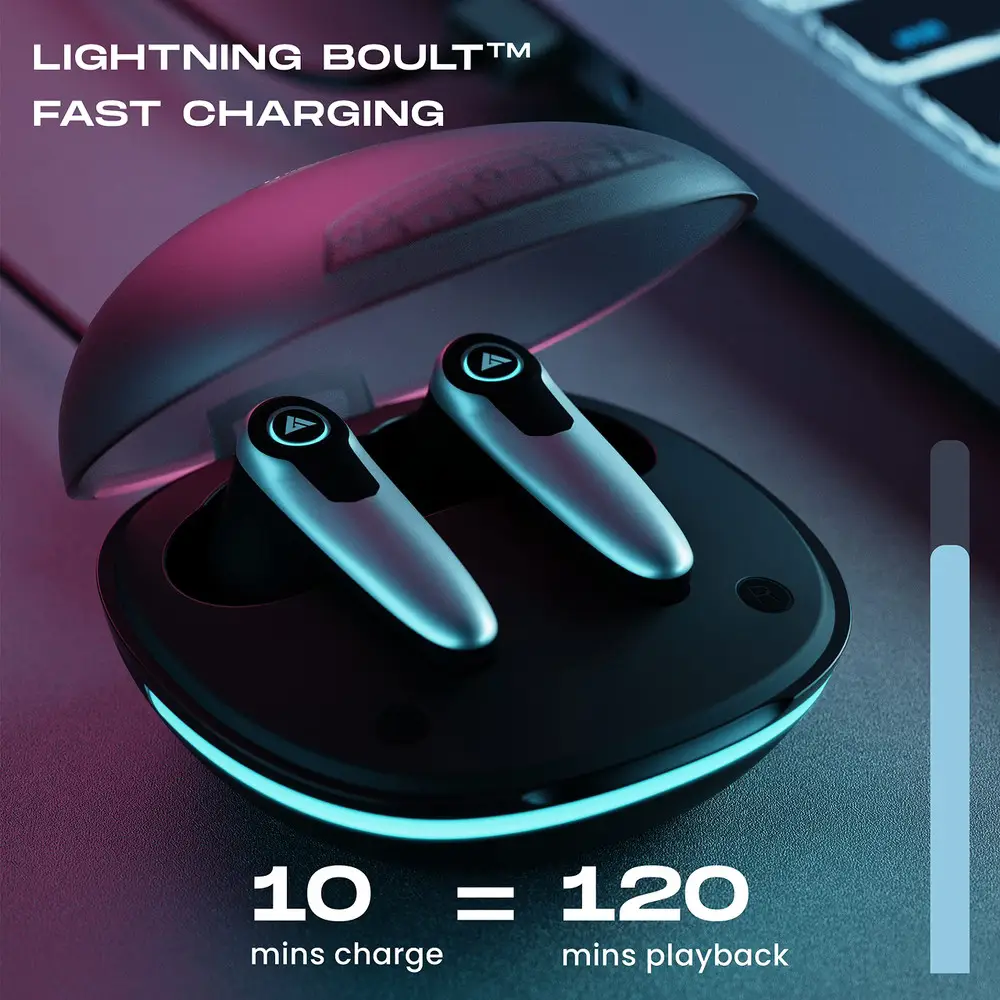 Беспроводные наушники Boult Audio Maverick: Игровой режим (45 мс), 35 ч работы, быстрая зарядка, LED-подсветка Киев - изображение 16