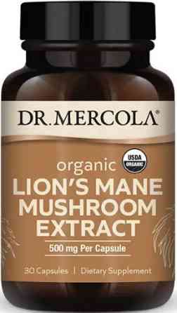Гриб левова грива, Organic Lion's Mane Mushroom Extract, Dr. Mercola, органік, екстракт, 500 мг, 30 капсул Київ