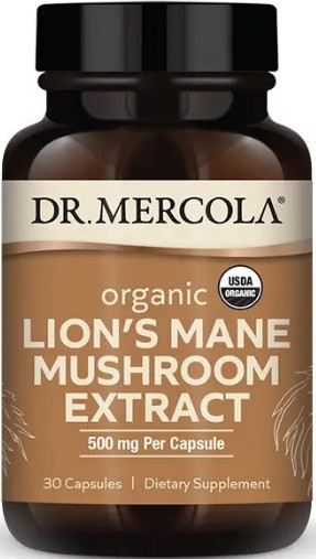 Гриб левова грива, Organic Lion's Mane Mushroom Extract, Dr. Mercola, органік, екстракт, 500 мг, 30 капсул Київ - фото 1