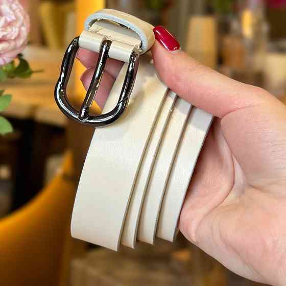 Білий жіночий шкіряний ремінь 6231 Київ