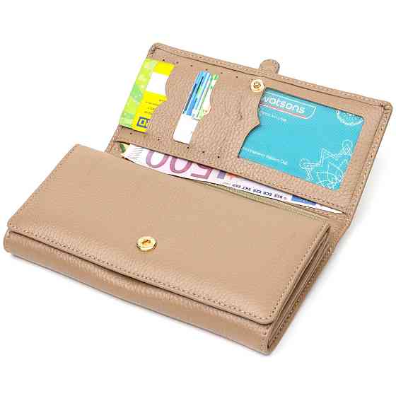 Практичный женский кошелек с большим количеством отделений из натуральной кожи Tony Bellucci 21959 Бежевый Киев