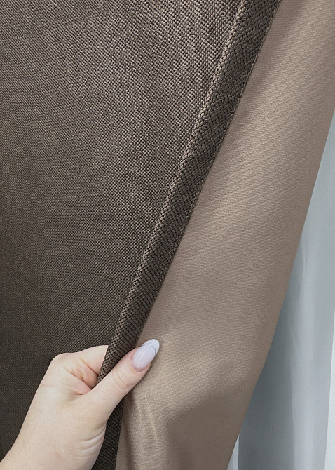 Комплект готових штор VR-Textil Рогожка TERRA LUXE № 1855ш Коричневий 150х290 см 2 шт (33-0852) Київ - фото 15