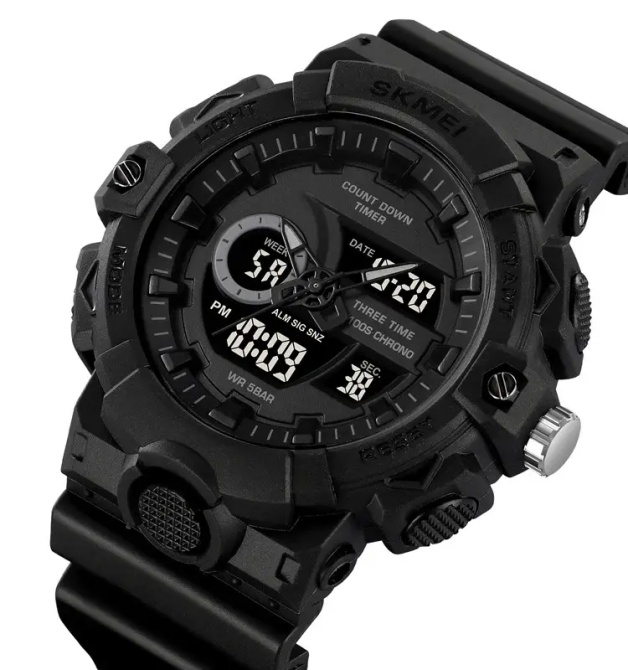 Часы мужские наручные спортивные Skmei 2225 с комбинированным циферблатом (Черный с черным) Винница - изображение 3