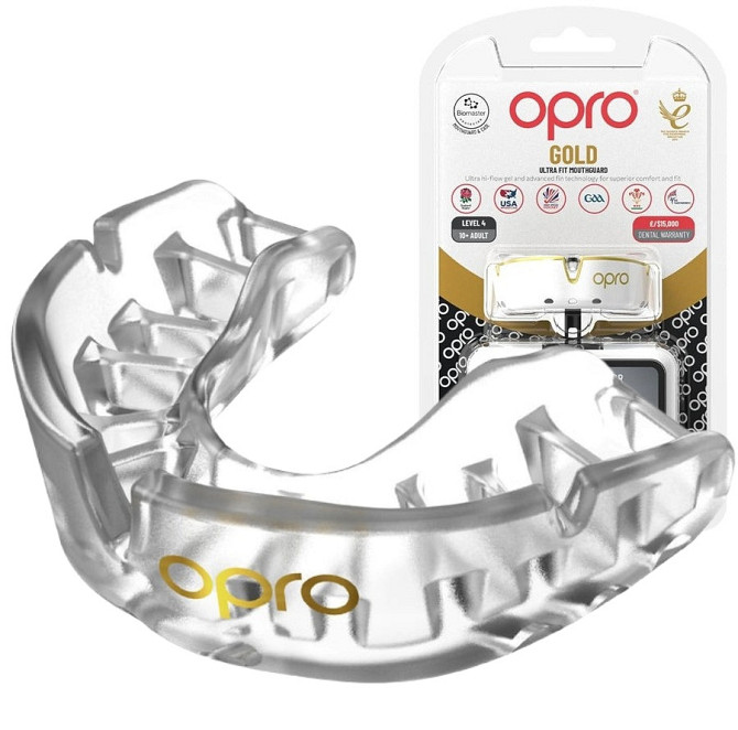 Капа боксерская детская OPRO Gold UFC до 10 лет одночелюстная прозрачная Спортивна капа взрослая для бокса Киев - изображение 1