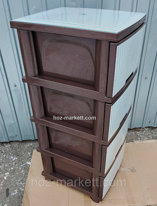 Комод пластиковий коричневий із бірюзовими смужками Харків - фото 4