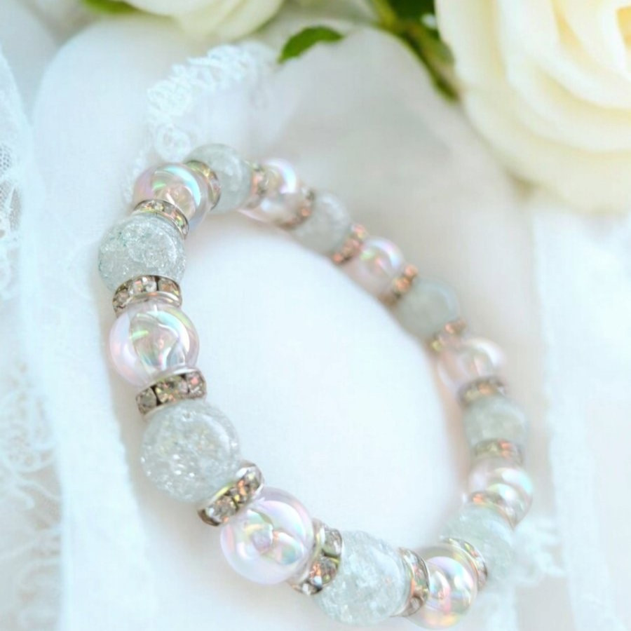 Жіночий браслет-біжутерія на руку на гумці міцний модний стильний новий білий червоний намисто під перли PaGo Одеса - фото 8