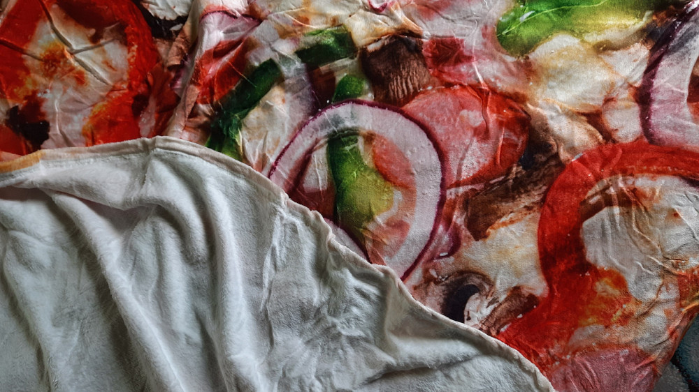 Плюшевый Плед Пицца 200 см, ОРИГИНАЛЬНОЕ ФОТО ПЛЕДА,  3D Плед Пицца, покрывало в виде пиццы Кременчуг - изображение 3