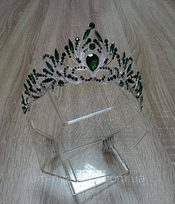 Диадема на обруче Корона изумрудная с камнями Кривой Рог - изображение 1