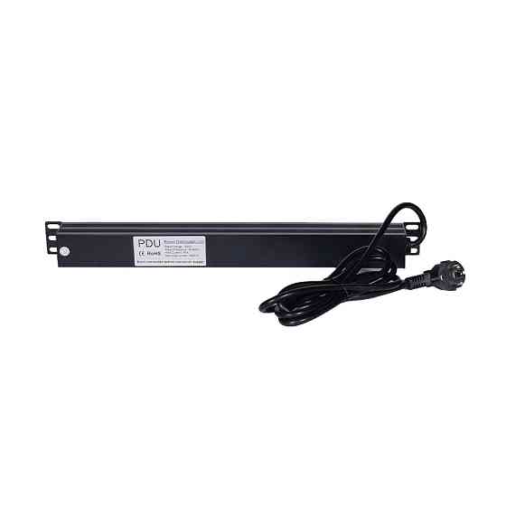 Блок розеток NVC-PDU/8M-16А Black для комутаційної шафи 19" на 8 розеток, з вимикачем (25-00073) Київ