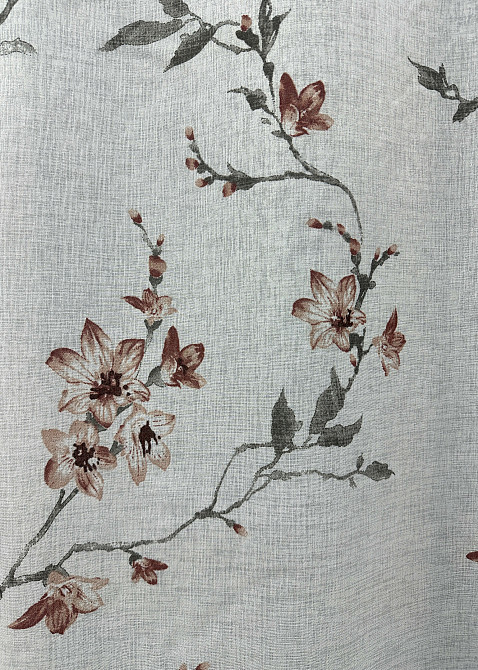 Тюль VR-Textil 1539т Flora Батист Белый с терракотово-серым 400х270 см (42-1178) Киев - изображение 7