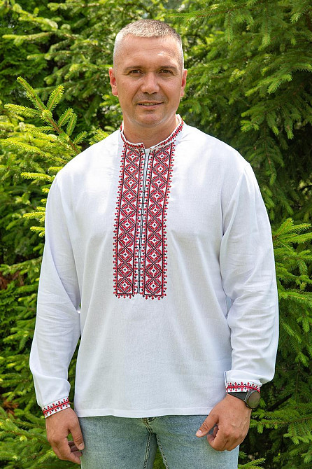 Вишиванка сорочка чоловіча лляна, біла, вишиванці чоловічі в Україні 52/54   одяг Київ - фото 1