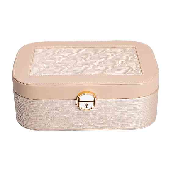 Yiwu Скринька для прикрас з еко шкіри 2 яруси із замком органайзер для ювелірних виробів HP-5-1 Коломыя