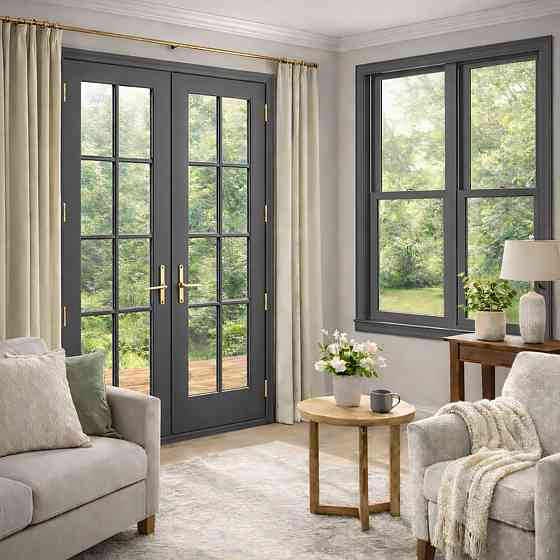 Акрилова емаль для вікон та дверей SkyLine Wood без запаху, з протигрибковим ефектом, сіра, 0.75 л Харків