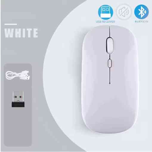 Мышка бесшумная компьютерная перезаряжаемая Bluetooth USB Белая Запорожье