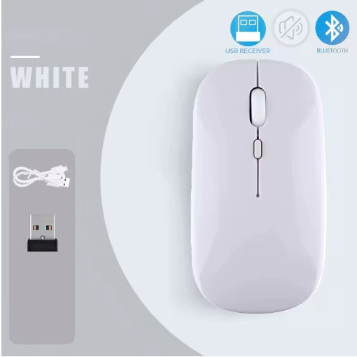 Мышка бесшумная компьютерная перезаряжаемая Bluetooth USB Белая Запорожье - изображение 1
