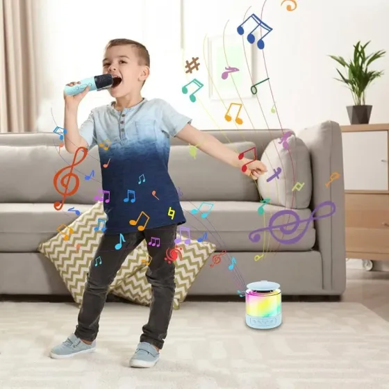 Дитяча караоке-колонка K19 з RGB-підсвічуванням, Bluetooth 5.3, 2 мікрофони, 5 Вт, портативна Одеса