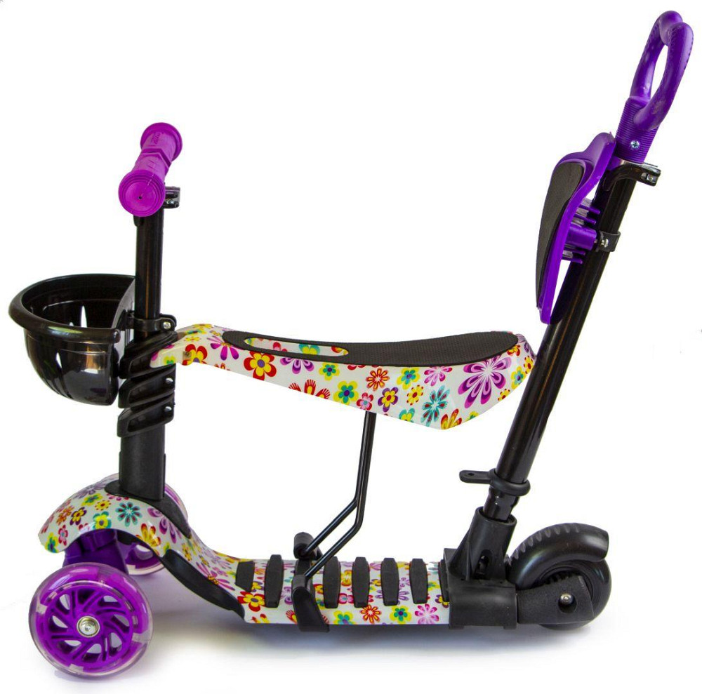 Самокат Scooter 5 в 1 с рисунком Фиолетовый Цветочек Одесса - изображение 3