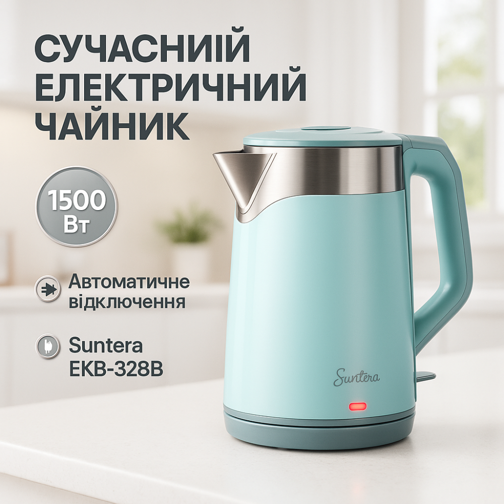 Качественный электрический чайник для дома Suntera EKB-328B 2 Л, Электрический чайник для дома на кухню KN-44 Львов - изображение 9
