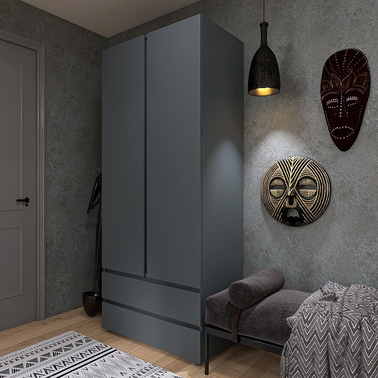 Шкаф двухдверный Эверест ШЛ-2 Лайт Графит (DTM-4912) Днепр - изображение 1