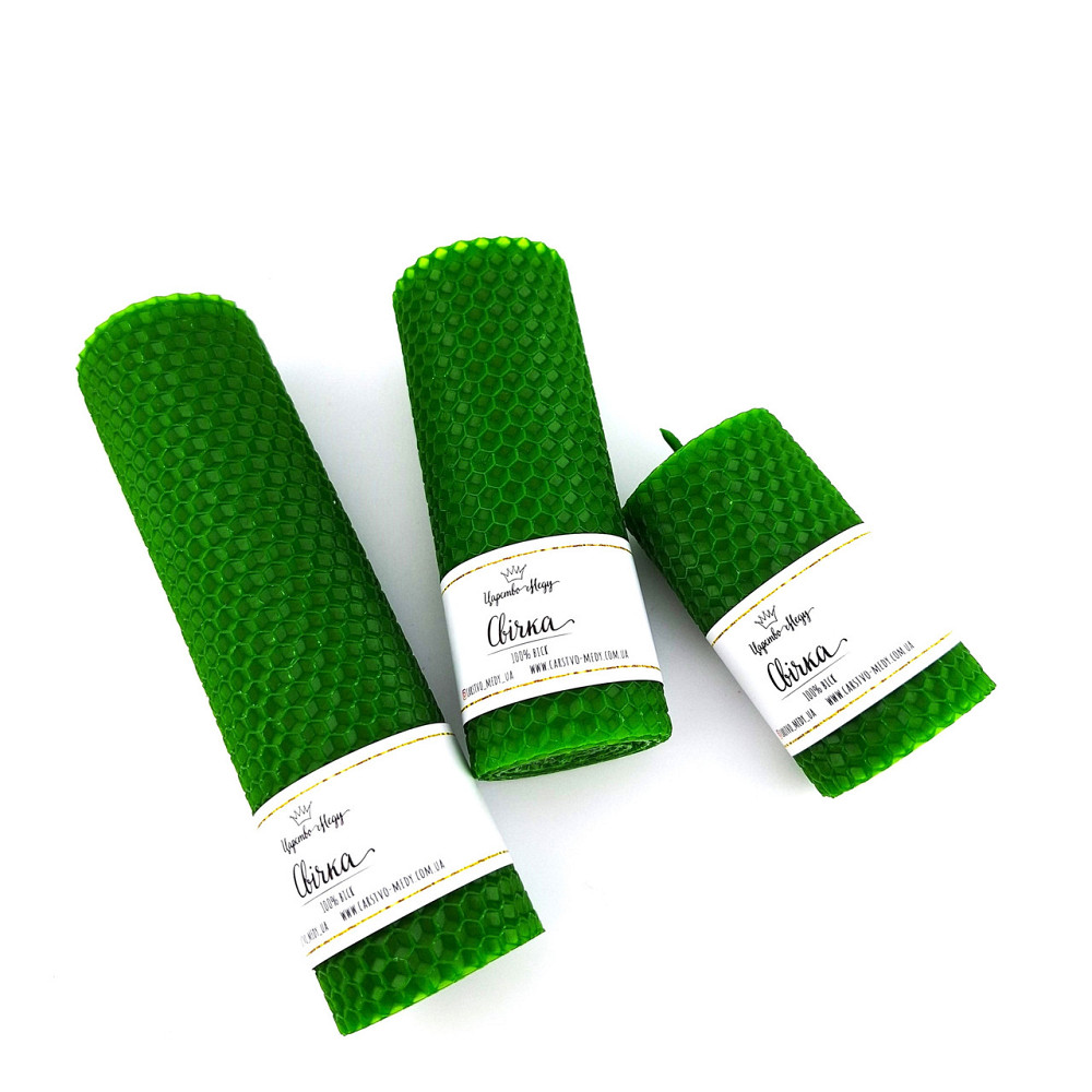 Набір свічок з вощини Царство Меду 8,5 см, 13 см, 17,5 см зелений. Одеса - фото 4