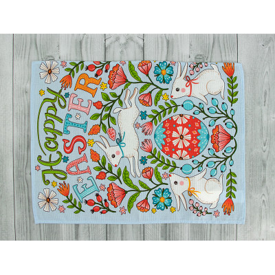 Рушник Руно вафельний набивний Великдень блакитний 45х60 см (205.15_Великдень блакитний_3) Вінниця - фото 2