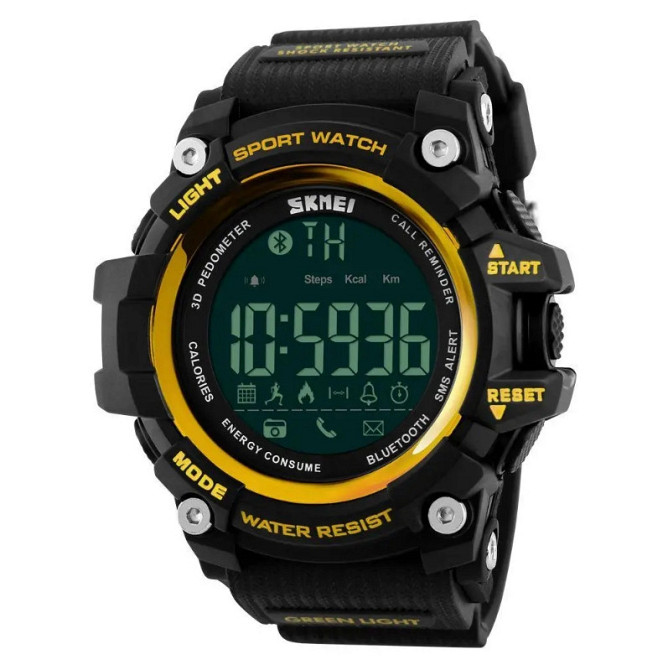 Спортивний годинник з Bluetooth Skmei 1227 Чорний з жовтим Київ - фото 2