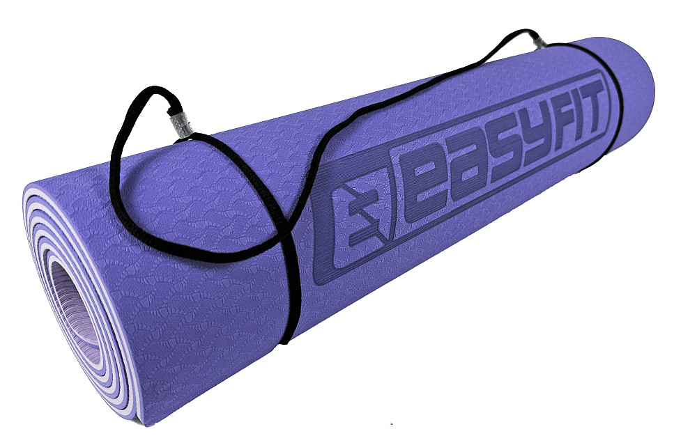 EasyFit Килимок для йоги та фітнесу EasyFit TPE+TC 6мм двошаровий бузковий-св.бузковий Коломыя - изображение 6