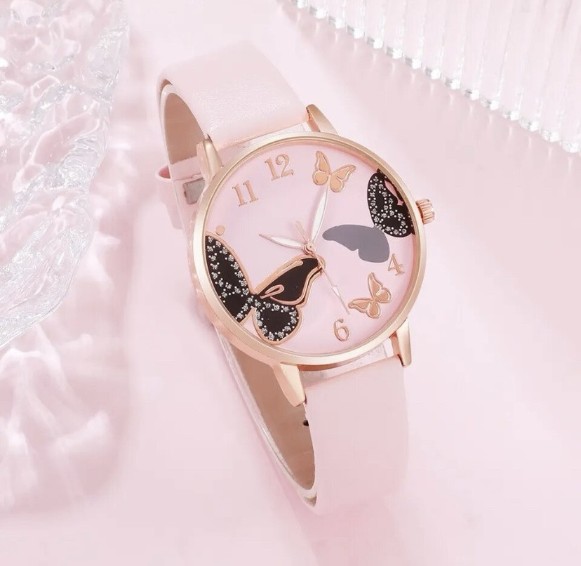 Подарочный набор для женщин Бабочка: наручные часы, браслет, ожерелье и серьги- без подарочной коробки розовый Киев - изображение 6