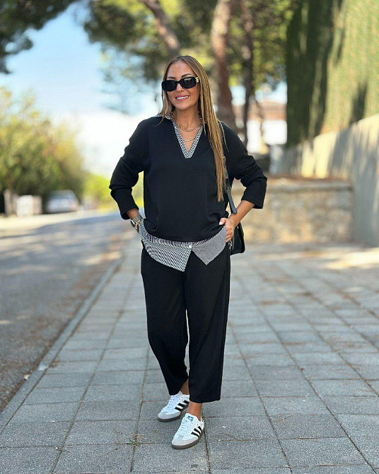 Стильный женский костюм двойка двунитка + котон. Черный, 56/58 Одесса - изображение 6