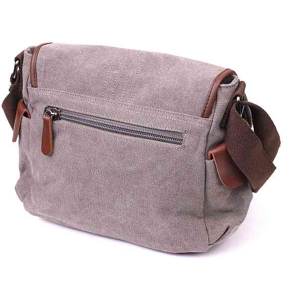 Практична горизонтальна чоловіча сумка з текстилю Сіра (Vintage) Київ