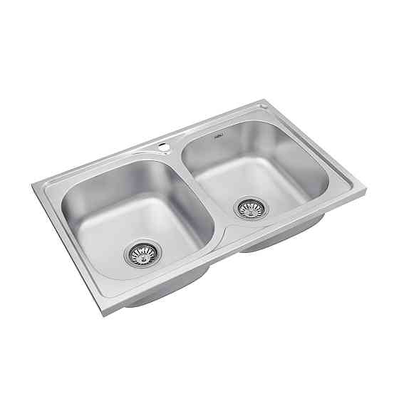 Накладная кухонная мойка Kroner KRP Satin - 5080Z (0.8 мм) на две чаши Киев